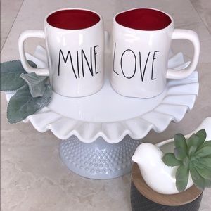 Rae Dunn LOVE and BE MINE mug set of 2